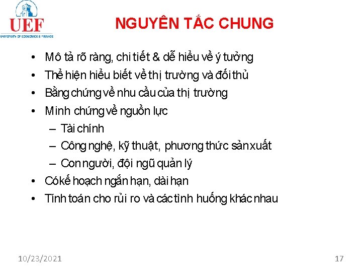 NGUYÊN TẮC CHUNG • • Mô tả rõ ràng, chi tiết & dễ hiểu