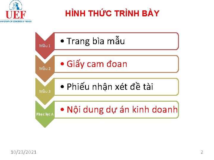 HÌNH THỨC TRÌNH BÀY Mãu 1 • Trang bìa mẫu Mẫu 2 • Giấy