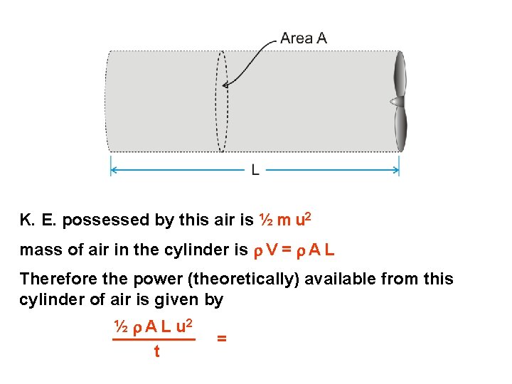 K. E. possessed by this air is ½ m u 2 mass of air