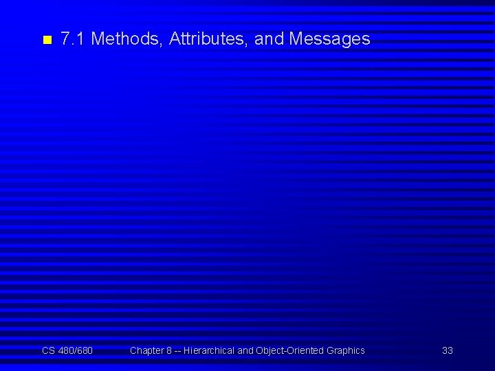n 7. 1 Methods, Attributes, and Messages CS 480/680 Chapter 8 -- Hierarchical and
