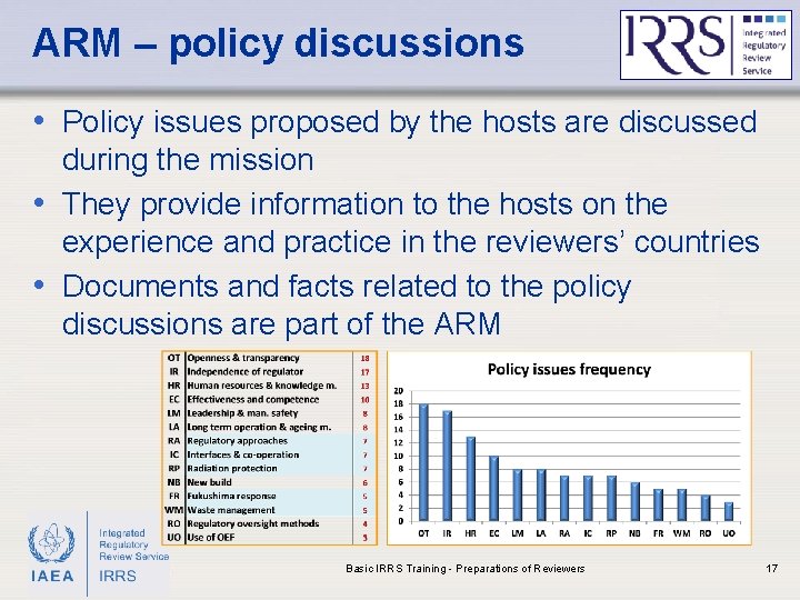 ARM – policy discussions • Policy issues proposed by the hosts are discussed during
