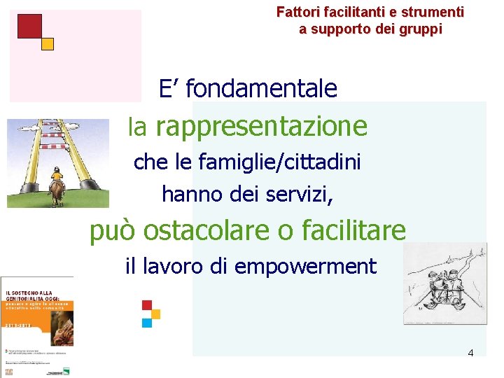 Fattori facilitanti e strumenti a supporto dei gruppi E’ fondamentale la rappresentazione che le