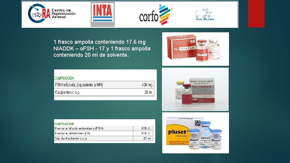 1 frasco ampolla conteniendo 17. 6 mg NIADDK – o. FSH - 17 y