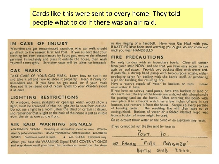 Cards like this were sent to every home. They told people what to do