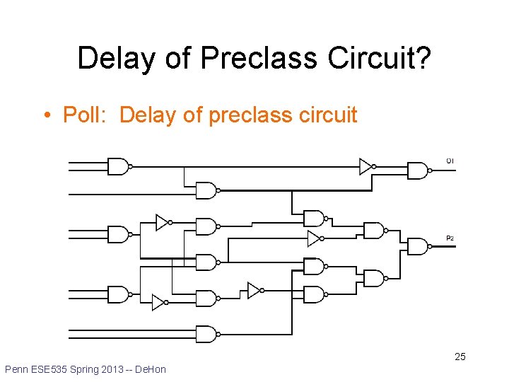 Delay of Preclass Circuit? • Poll: Delay of preclass circuit 25 Penn ESE 535