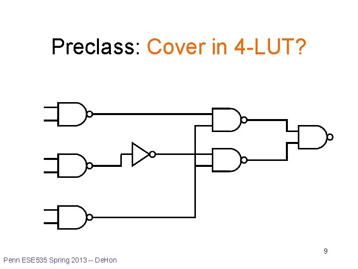 Preclass: Cover in 4 -LUT? 9 Penn ESE 535 Spring 2013 -- De. Hon