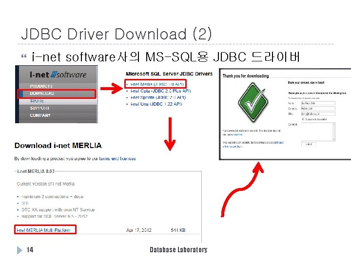 JDBC Driver Download (2) i-net software사의 MS-SQL용 JDBC 드라이버 14 Database Laboratory 