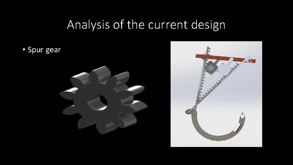 Analysis of the current design • Spur gear 