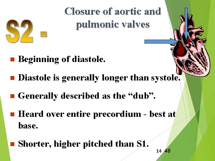 Closure of aortic and pulmonic valves n Beginning of diastole. n Diastole is generally