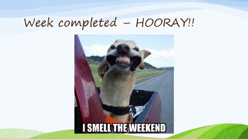 Week completed – HOORAY!! 