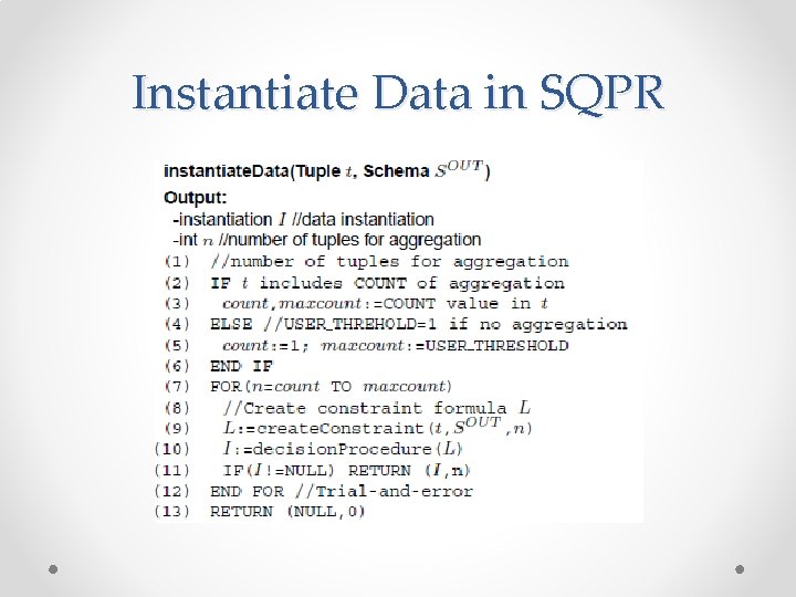 Instantiate Data in SQPR 