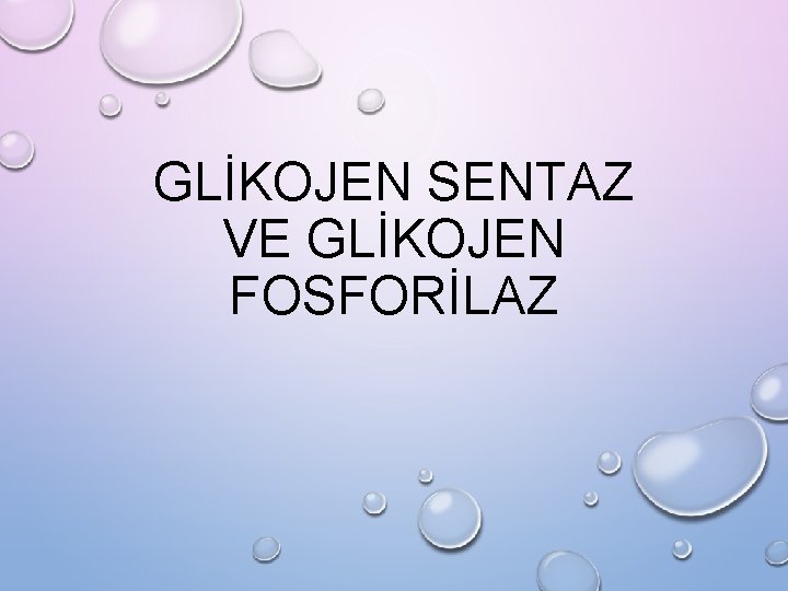 GLİKOJEN SENTAZ VE GLİKOJEN FOSFORİLAZ 