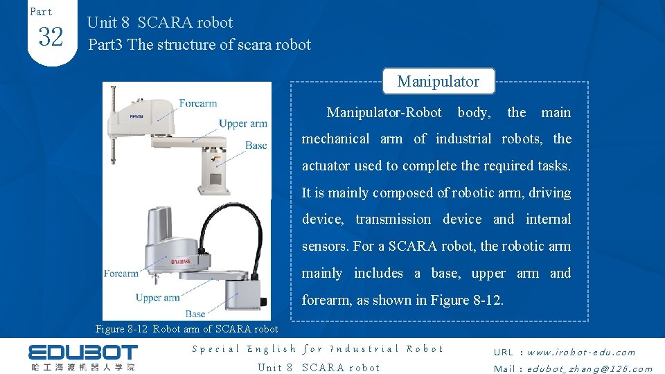 Part 32 Unit 8 SCARA robot Part 3 The structure of scara robot Manipulator-Robot