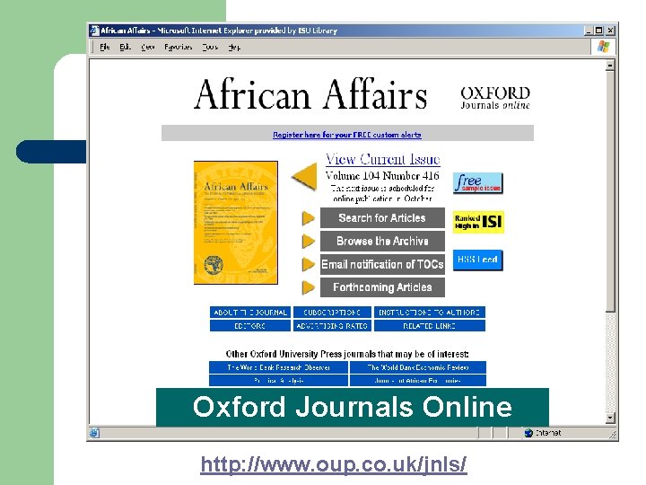 Oxford Journals Online http: //www. oup. co. uk/jnls/ 