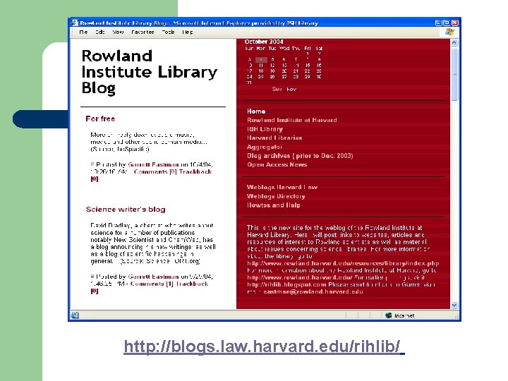 http: //blogs. law. harvard. edu/rihlib/ 