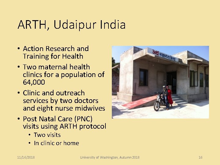 ARTH, Udaipur India • Action Research and Training for Health • Two maternal health