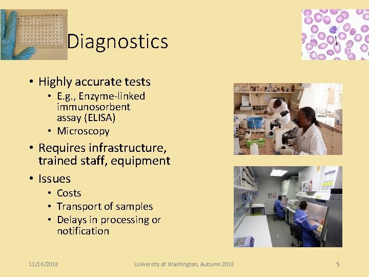 Lab Diagnostics • Highly accurate tests • E. g. , Enzyme-linked immunosorbent assay (ELISA)