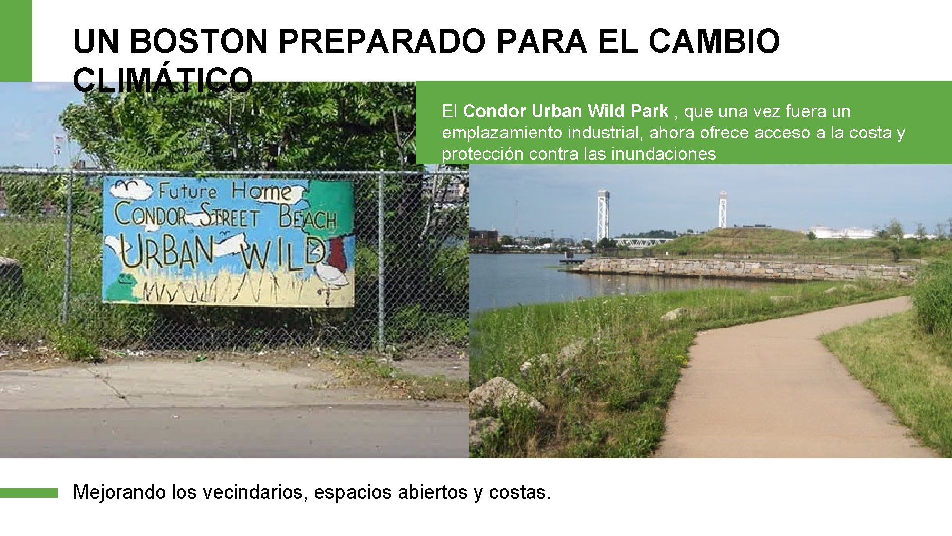UN BOSTON PREPARADO PARA EL CAMBIO CLIMÁTICO El Condor Urban Wild Park , que