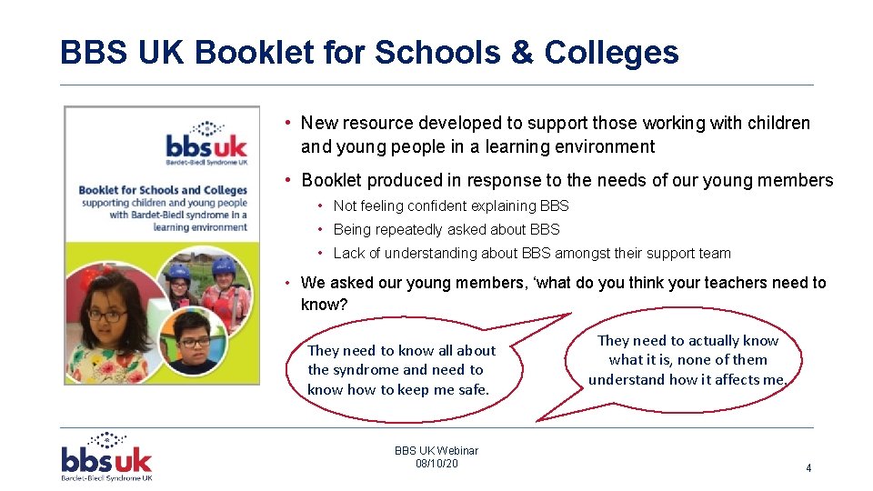 BBS UK Booklet for Schools & Colleges • New resource developed to support those