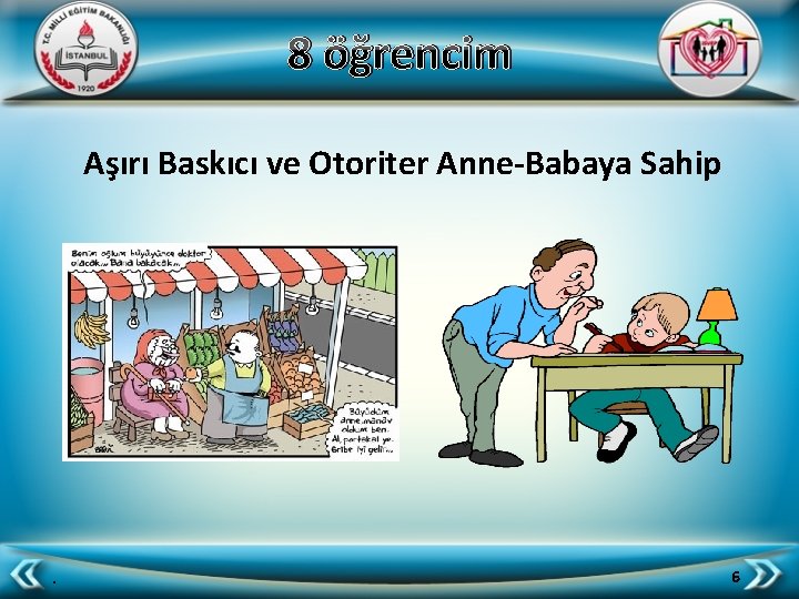 8 öğrencim Aşırı Baskıcı ve Otoriter Anne-Babaya Sahip . 6 