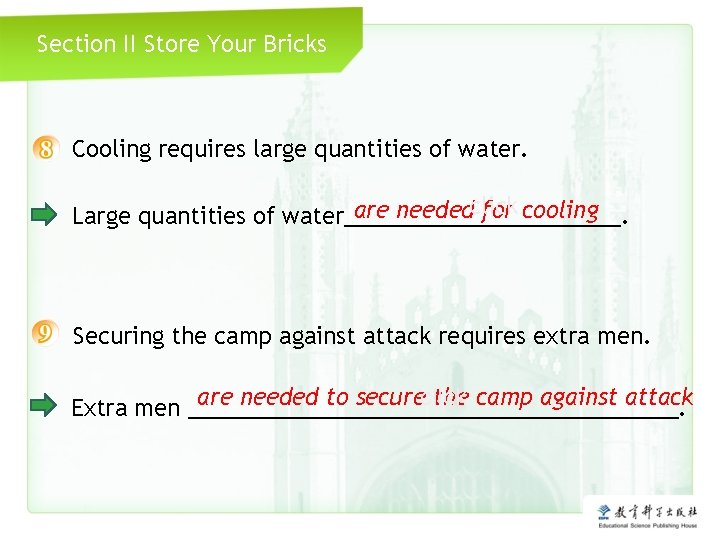 Section II Store Your Bricks Cooling requires large quantities of water. are neededclick for