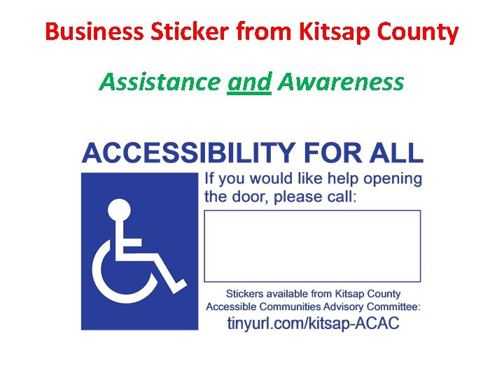 Business Sticker from Kitsap County Assistance and Awareness 