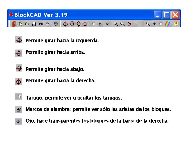 Permite girar hacia la izquierda. Permite girar hacia arriba. Permite girar hacia abajo. Permite