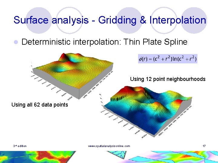Surface analysis - Gridding & Interpolation l Deterministic interpolation: Thin Plate Spline Using 12 Surface analysis - Gridding & Interpolation l Deterministic interpolation: Thin Plate Spline Using 12