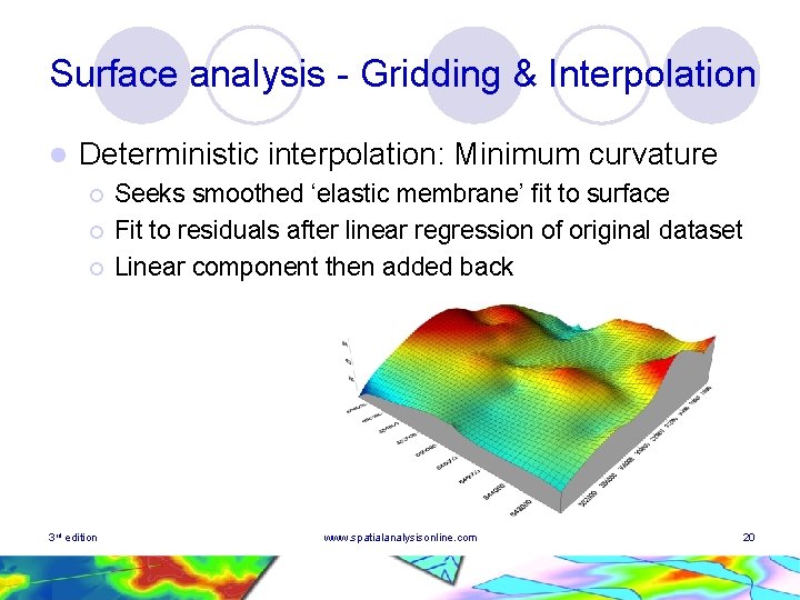 Surface analysis - Gridding & Interpolation l Deterministic interpolation: Minimum curvature ¡ ¡ ¡ Surface analysis - Gridding & Interpolation l Deterministic interpolation: Minimum curvature ¡ ¡ ¡