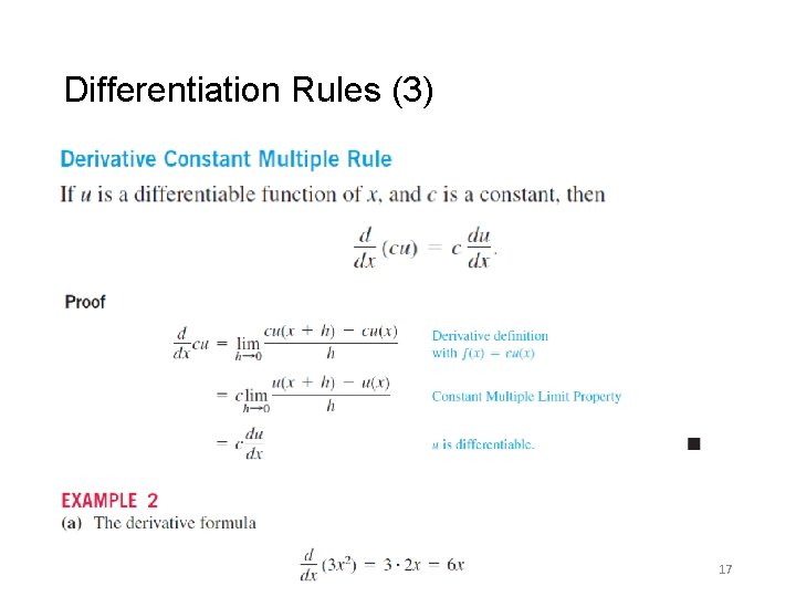 Differentiation Rules (3) 17 
