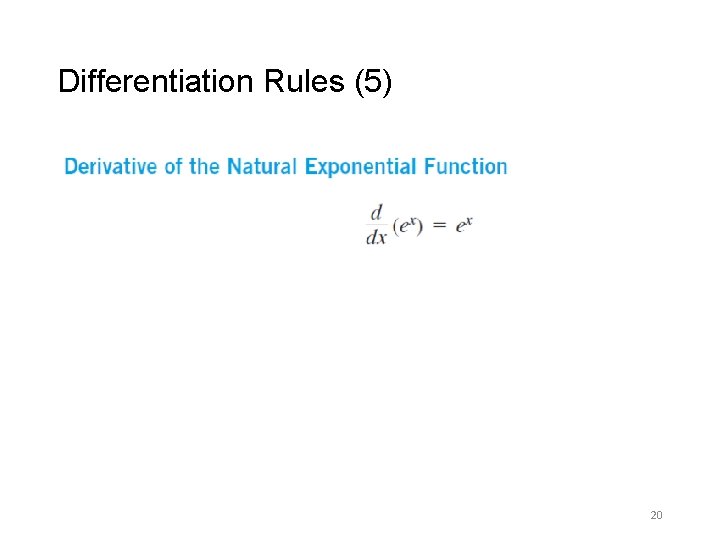Differentiation Rules (5) 20 