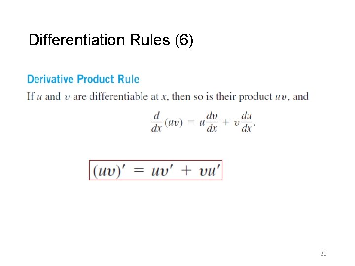 Differentiation Rules (6) 21 