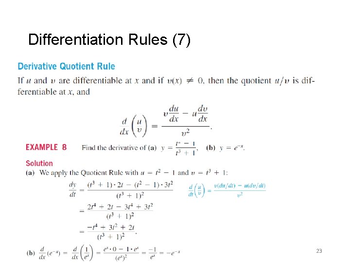 Differentiation Rules (7) 23 