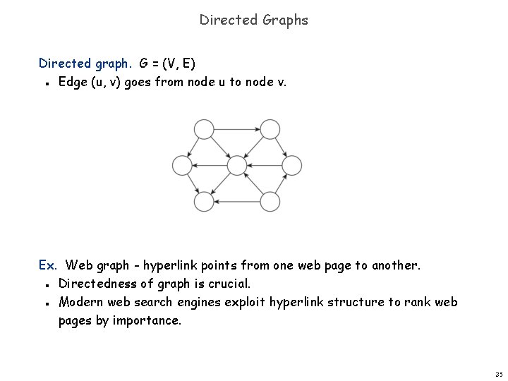 Directed Graphs Directed graph. G = (V, E) Edge (u, v) goes from node