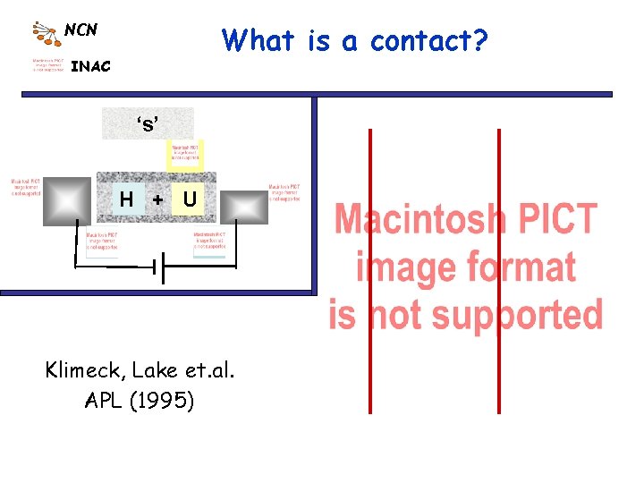 What is a contact? NCN INAC ‘s’ H + U Klimeck, Lake et. al.