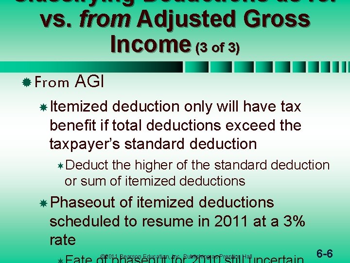 Classifying Deductions as for vs. from Adjusted Gross Income (3 of 3) ® From