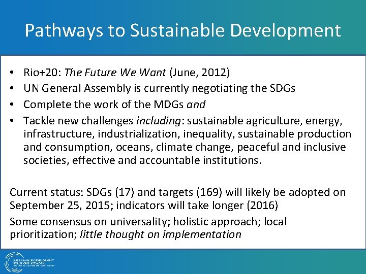 Pathways to Sustainable Development Towards the Dominican SDGs