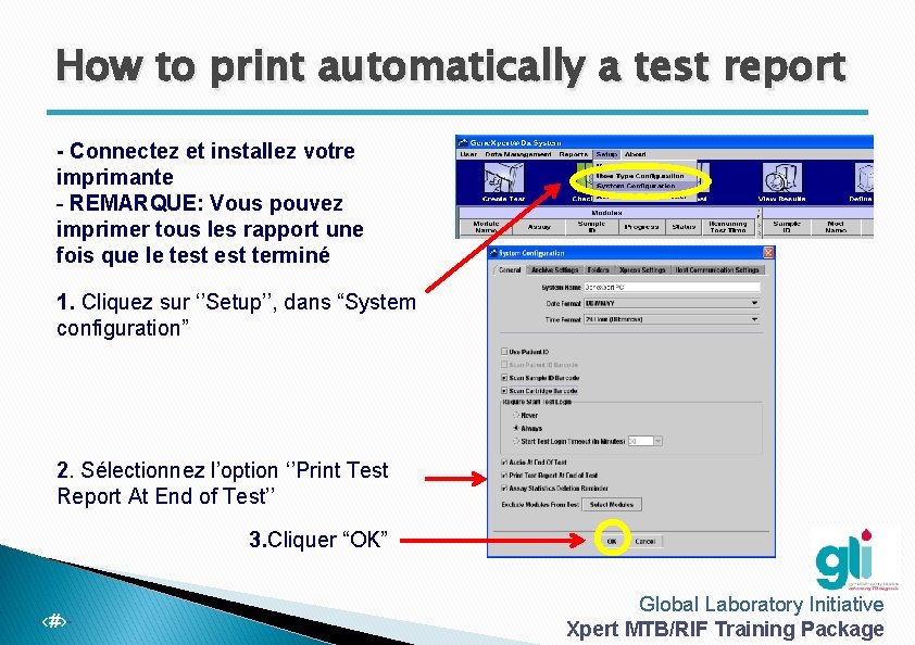 How to print automatically a test report - Connectez et installez votre imprimante -