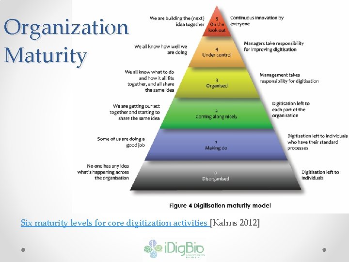 Organization Maturity Six maturity levels for core digitization activities [Kalms 2012] 