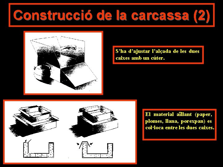 Construcció de la carcassa (2) S’ha d’ajustar l’alçada de les dues caixes amb un