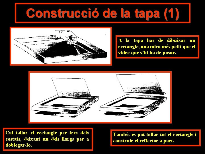 Construcció de la tapa (1) A la tapa has de dibuixar un rectangle, una