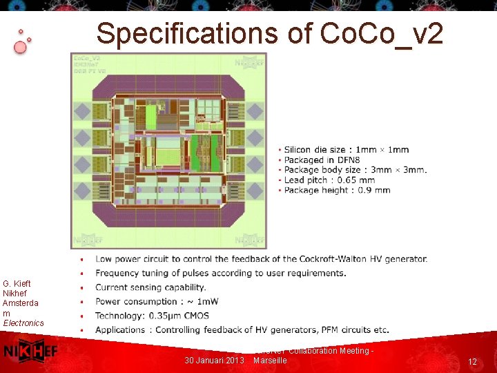 Specifications of Co. Co_v 2 G. Kieft Nikhef Amsterda m Electronics Technol ogy 30