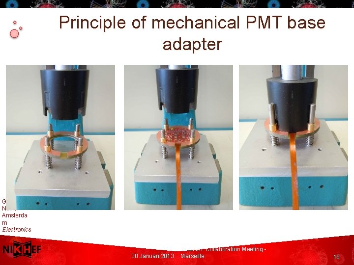 Principle of mechanical PMT base adapter G. Kieft Nikhef Amsterda m Electronics Technol ogy