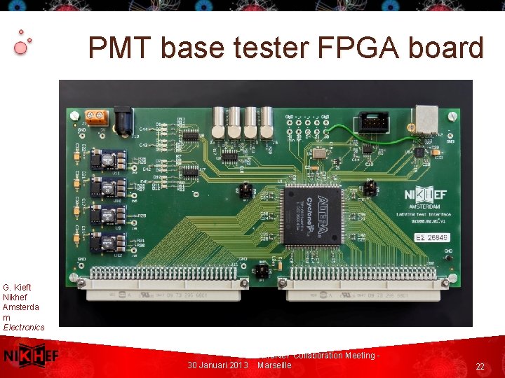 PMT base tester FPGA board G. Kieft Nikhef Amsterda m Electronics Technol ogy 30