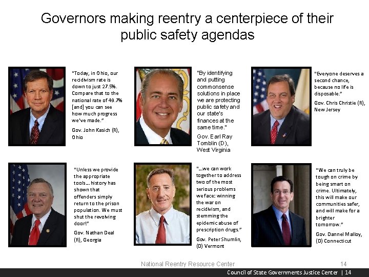 Governors making reentry a centerpiece of their public safety agendas “Today, in Ohio, our