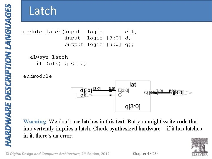 Latch module latch(input logic clk, input logic [3: 0] d, output logic [3: 0]