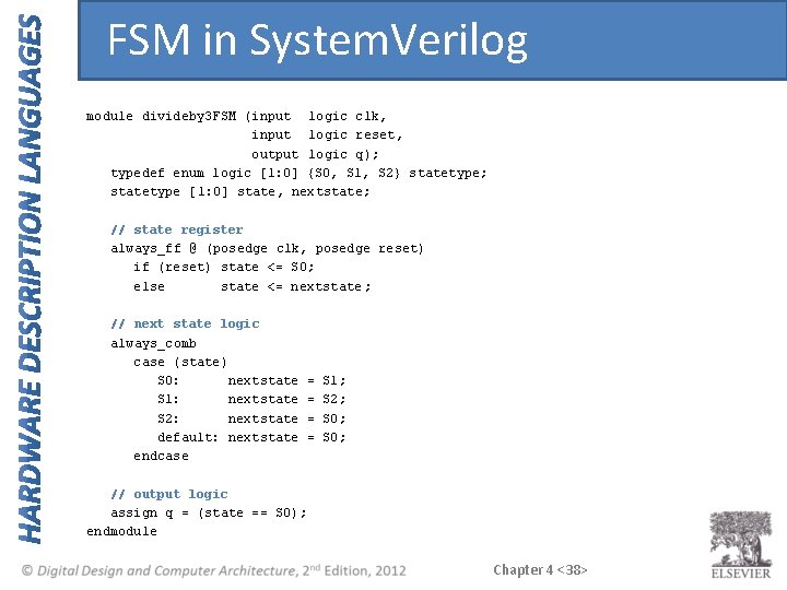 FSM in System. Verilog module divideby 3 FSM (input logic clk, input logic reset,