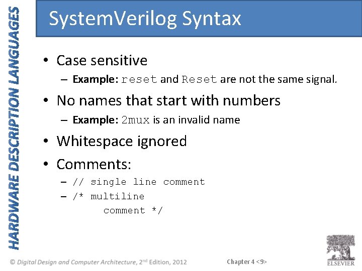 System. Verilog Syntax • Case sensitive – Example: reset and Reset are not the