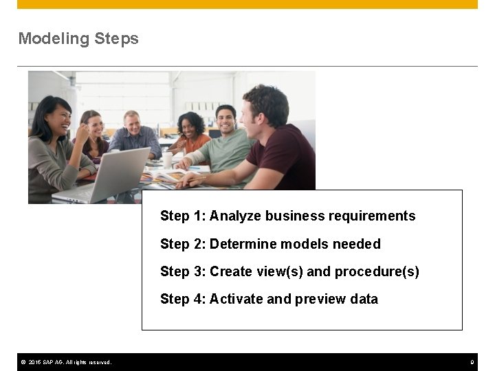 Modeling Steps Step 1: Analyze business requirements Step 2: Determine models needed Step 3: