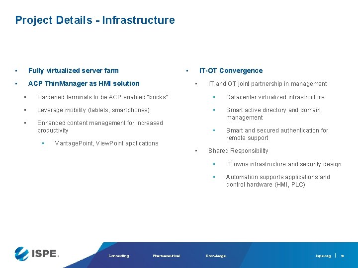 Project Details - Infrastructure • Fully virtualized server farm • ACP Thin. Manager as